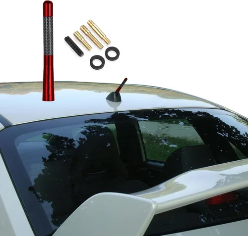 Vista 8 de Antena de fibra de carbono, antena de radio de fibra de carbono corta de 4.7 pulgadas, antena automotriz corta, mini antena de automóvil, reemplazo
