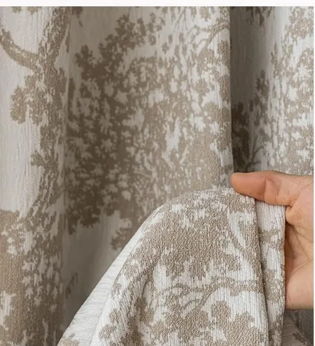 Vista 4 de Cortinas florales de granja semiopacas para sala de estar, paneles de cortina blackout de jacquard de 45 pulgadas de largo, cortinas con bolsillo