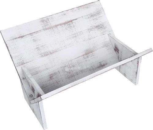 Vista 6 de MyGift - Estantería de madera rústica inclinada, Madera, blanco (whitewashed)