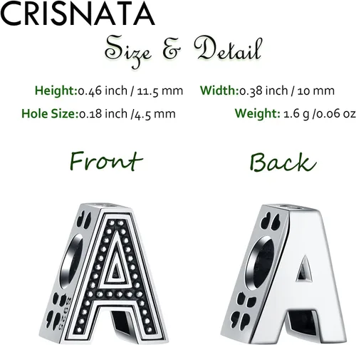 Vista 2 de Dijes vintage con inicial de la A a la Z, plata de ley 925, 26 cuentas del alfabeto, trébol calado de 4 hojas, se adapta a collar de pulsera