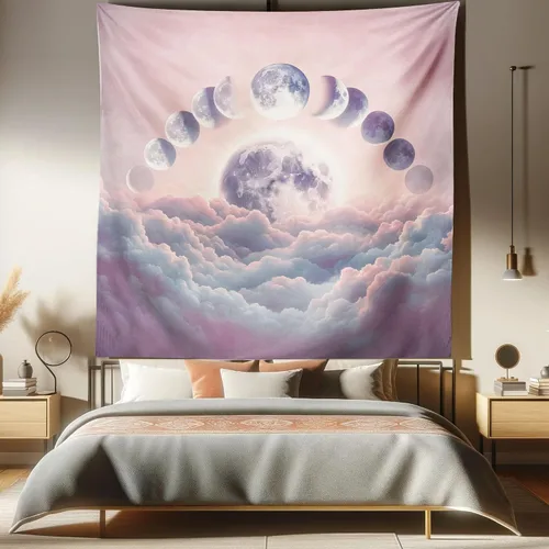 Vista 127 de Ambesonne Tapiz Trippy, vista panorámica de la cascada con bosques de ensueño y mandala oriental psicodélico, decoración de tela para colgar