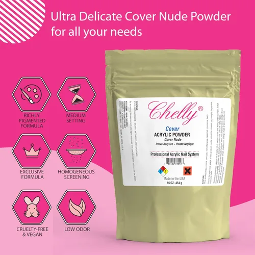 Vista 2 de Chelly Superior Sculpting COVER - Polvo acrílico profesional para uñas, sistema de uñas acrílicas, beige, rosa, piel, 16 onzas, 16.01 oz