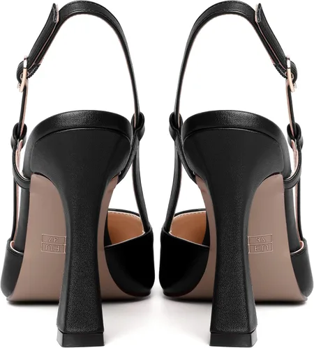 Vista 4 de WAYDERNS Zapatos de tacón alto para mujer, con correa de tobillo mate, con hebilla de moda, 4 pulgadas