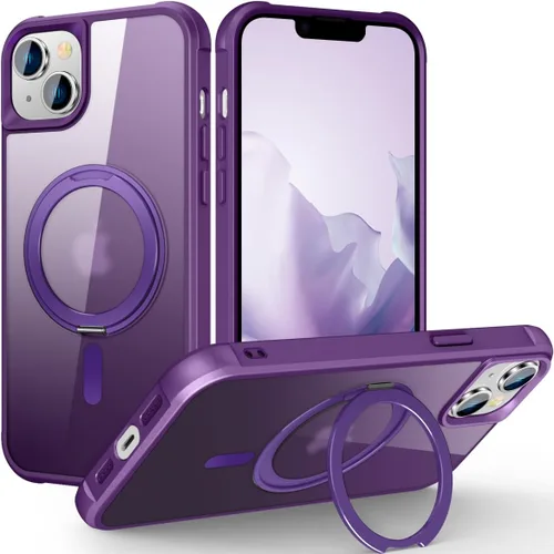 Vista 25 de Funda para iPhone 11 con soporte de anillo magnético giratorio de 360° [compatible con Mag-Safe] [Protección de grado militar] Funda translúcida