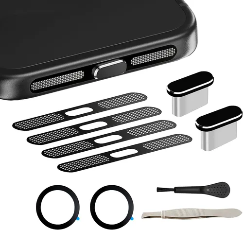 Vista 13 de Protector de polvo de altavoz de metal de alta calidad para iPhone 16 Pro, cubierta de malla antipolvo, sin silenciamiento de sonido, evita costosas