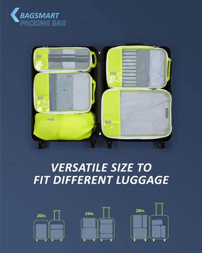 Vista 3 de BAGSMART - Juego de 6 cubos de compresión para maletas, juego de 6, 4 y 2, cubos organizadores de viaje, juego de bolsas expandibles, organizadores