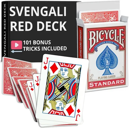 Vista 50 de Ted's Sterling Magic Precision Red Rider Back Bicycle Mazo Svengali con Instrucciones para 100+ Trucos (2 de Tréboles)