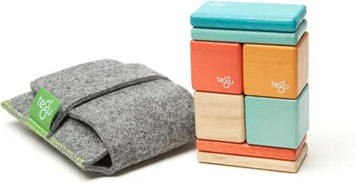 Vista 14 de Juego de bloques de madera magnéticos Tegu Pocket Pouch de 8 piezas, Blossom