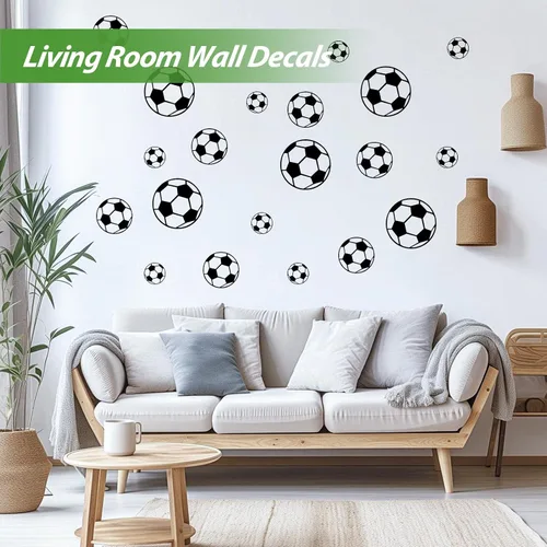Vista 4 de SITAKE 43 calcomanías de fútbol, calcomanías de pelota de fútbol para niños, calcomanías para habitación de niños, calcomanías de pared de fútbol
