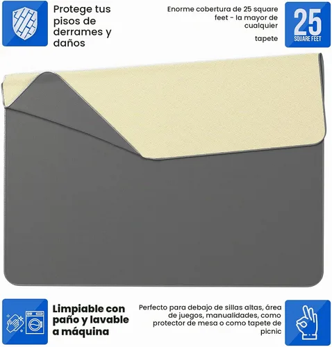 Vista 4 de Alfombrilla de salpicadura súper jumbo, 60 x 60 pulgadas, extra grande, impermeable y lavable, alfombrilla protectora contra el desorden para suelos