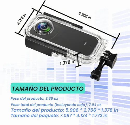 Vista 4 de Funda impermeable para cámara de acción Insta 360 one X3, carcasa protectora de buceo subacuático 40M con accesorios de soporte