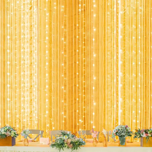 Vista 11 de Twinkle star - Cortina de cadena de 300 LED para ventana, luces para bodas, hogar, jardines, habitaciones, decoraciones de pared interiores