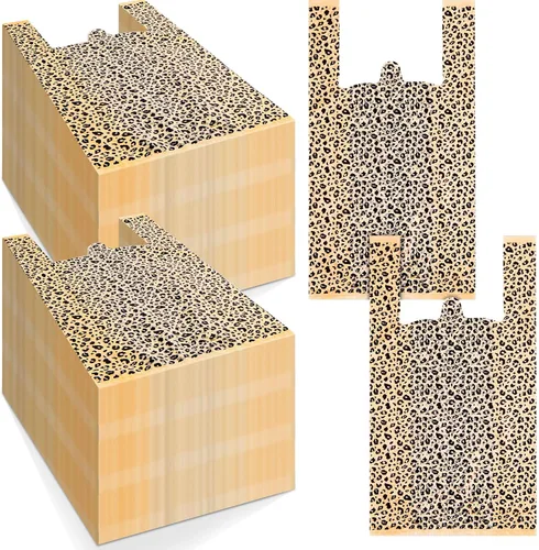 Vista 9 de Fulmoon 100 bolsas de plástico con estampado de leopardo, bolsas de plástico para mercancía con asas, bolsa de embalaje para pequeñas empresas