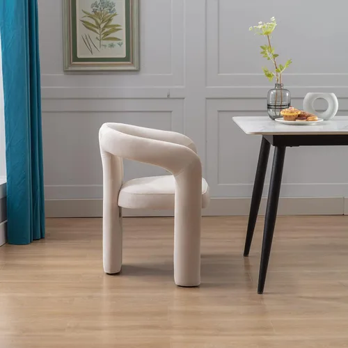 Vista 4 de Modernas sillas de comedor de terciopelo tapizadas, con respaldo curvado, cómoda silla auxiliar para cocina, comedor, sala de estar