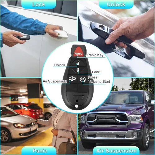Vista 3 de X AUTOHAUX 2 piezas GQ4-53T 433Mhz reemplazo de proximidad inteligente sin llave remoto de entrada remoto para Dodge para Ram 1500 2500 3500