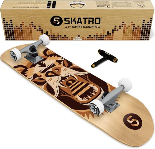 Vista 14 de Skatro - Patineta profesional de 31 pulgadas completa. Tabla de patinaje para edades: adultos, niños, principiantes y niñas