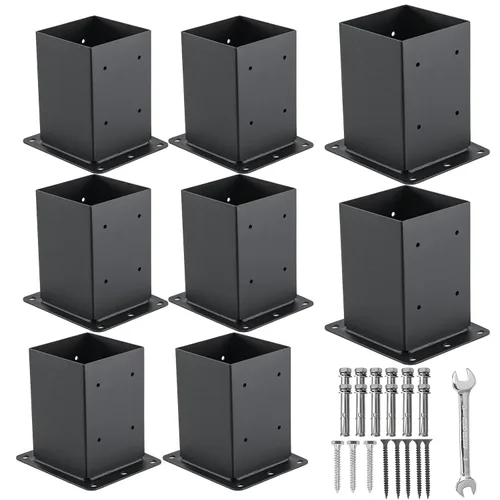 Vista 13 de 4x4 Base de poste de 4 piezas, (Tamaño interno 3.5"x3.5") Soporte de poste de valla de madera para pérgola, anclaje de poste recubierto en polvo