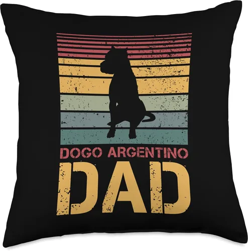 Vista 4 de Dogo Argentino Dad vintage dogs paw paws dog school Throw Pillow