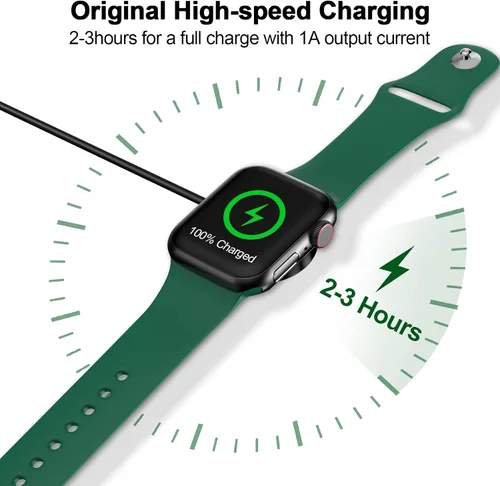 Vista 3 de Cable de carga magnético para cargador de Apple Watch, puerto USB C, cable de carga inalámbrico compatible con iWatch Series Negro