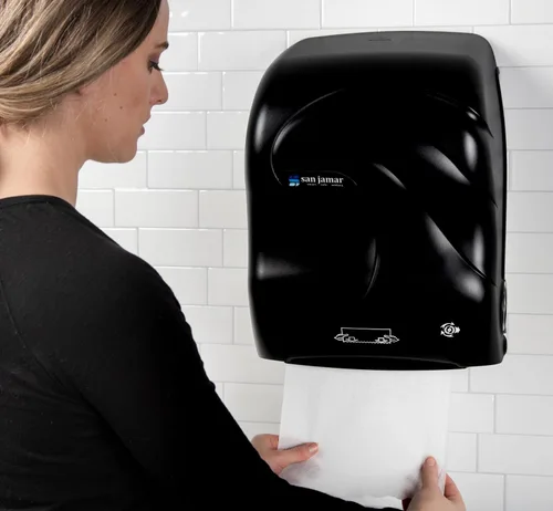 Vista 6 de San Jamar Dispensador automático de toallas de papel, Simplicity Essence Manos Libres Uso para uso comercial y doméstico, 1 unidad, Perla Negra