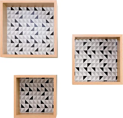 Vista 10 de Kiera Grace Juego de tres estantes flotantes cuadrados de madera de diseño rústico y atemporal Cubbi para el hogar, habitación y oficina, 5, 7 y 9