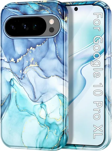 Vista 17 de Btscase Funda para Google Pixel 9 Pro 2024 [grado militar a prueba de golpes] elegante patrón de mármol delgado protector 3 capas de policarbonato