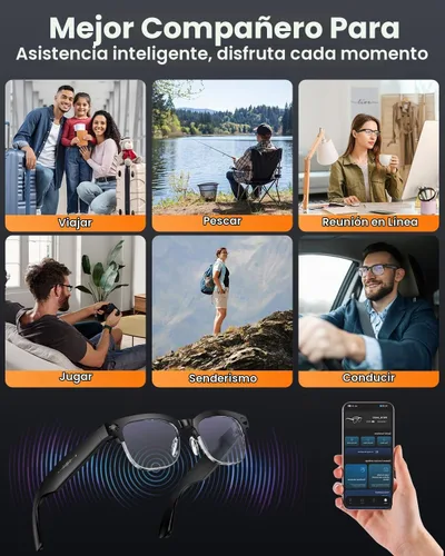 Vista 7 de Mingtawn Lentes inteligentes AI 4K HD, llamada BT, gafas de cámara antivibración de 800 W con grabación de video doble micrófono, interpretación