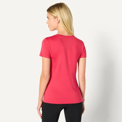 Vista 104 de Amazon Essentials Camiseta de manga corta con cuello redondo para mujer, de secado rápido, para entrenamiento, gimnasio, paquete múltiple