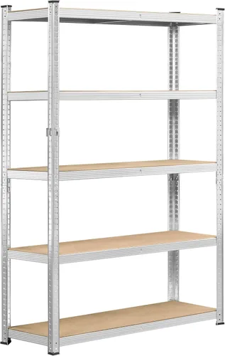 Vista 23 de Yaheetech Estantes de almacenamiento, estantería de metal ajustable resistente de 5 niveles, estante industrial para garaje, almacén, despensa, Negro