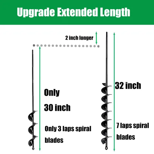 Vista 3 de Broca de taladro de longitud extendida de 32 x 2 pulgadas para plantar bulbos y ropa de cama, taladro para plantas de jardín, sin necesidad