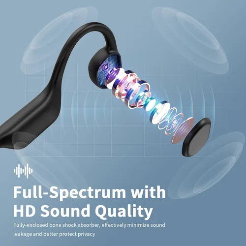 Vista 4 de Auriculares de conducción ósea, auriculares inalámbricos Bluetooth 5.3 de oreja abierta con micrófono, auriculares de entrenamiento de 10 horas