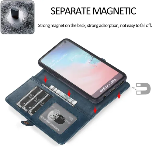 Vista 6 de Asuwish Funda de teléfono para Samsung Galaxy S10e Cartera desmontable con protector de pantalla de vidrio templado y tarjetero de cuero con tapa