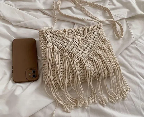 Vista 7 de Crossbody Bag Purse Women Cute Hobo Bag Satchel Bag Summer Beach Bag Knit Bag Shoulder Bag Tassels Crochet Tote Handbags