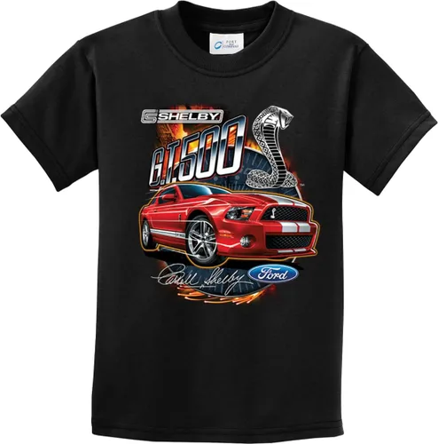 Vista 5 de Camiseta Ford Mustang para niños, color rojo Shelby GT500 Youth Tee Carbón vegetal