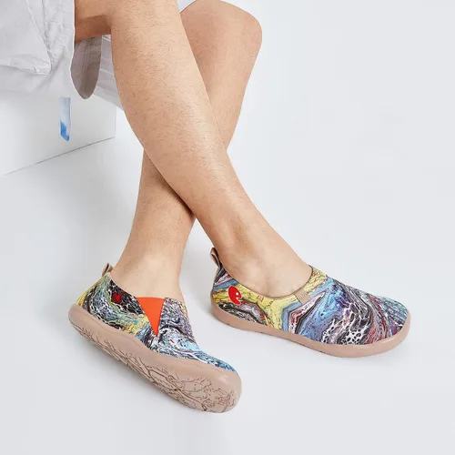Vista 4 de UIN Zapatos de viaje con diseño artístico para hombre, mocasines informales, elegantes, ligeros, cómodos, a la moda