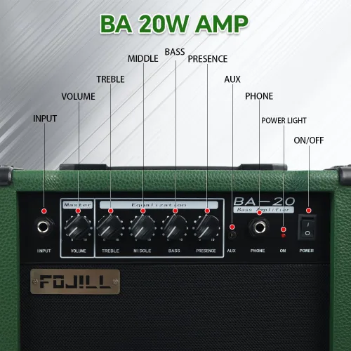 Vista 2 de Amplificador de guitarra de bajo eléctrico de 20W vatios, amplificador de práctica para actuaciones en escenario, pequeño y portátil para viajes