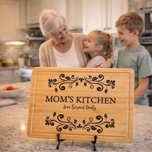 Vista 8 de Tabla de cortar personalizada como regalo para el día de la madre, mamá, abuela, esposa, decoración de cocina de madera grabada, regalo