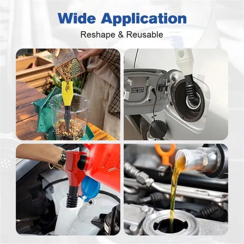 Vista 6 de Embudo de plástico retráctil para cambio de aceite para automóviles y motocicletas (A-Blue+White)