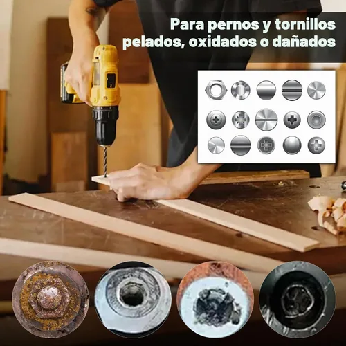 Vista 5 de Juego de 11 extractores de tornillos fáciles de sacar, kit de broca de mano izquierda con revestimiento de titanio y extractor de pernos