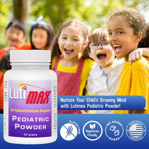 Vista 7 de Luti max - Suplemento cerebral pediátrico en polvo con luteolina y rutina, memoria, enfoque, músculo y apoyo inmunológico para niños, suplementos