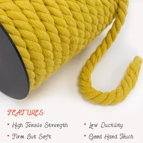 Vista 4 de JeogYong Cordón de algodón de 10mm, 22.86 metros de cuerda natural para macramé, hilo de 3 hebras torcido, cuerda para macramé para manualidades
