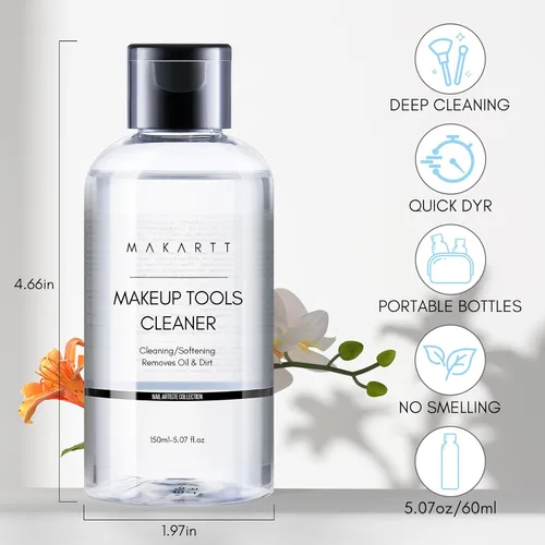 Vista 9 de Makartt Limpiador de brochas de maquillaje: solución de limpieza profunda para cepillos de uñas, esponjas y soplos de polvo, fórmula hipoalergénica