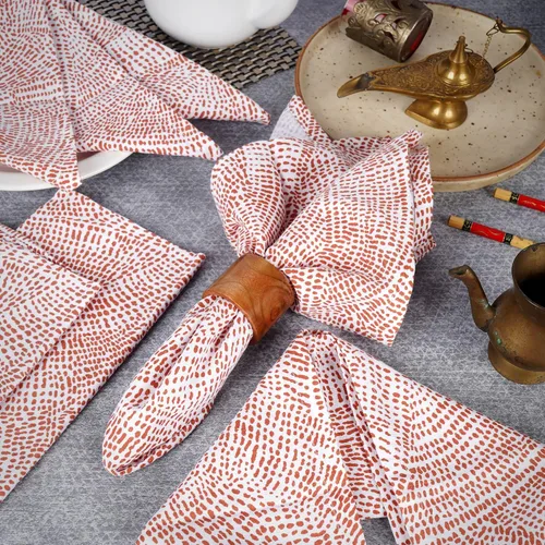 Vista 3 de Fingercraft - Juego de 12 servilletas de tela de mezcla de algodón y lino, con estampado, perfecta para fiestas, cenas, bodas, cócteles y Navidad