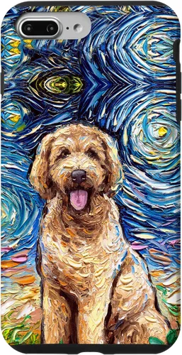 Vista 12 de Cute Goldendoodle Starry Night Doodle Dog Art by Aja Case for iPhone 17