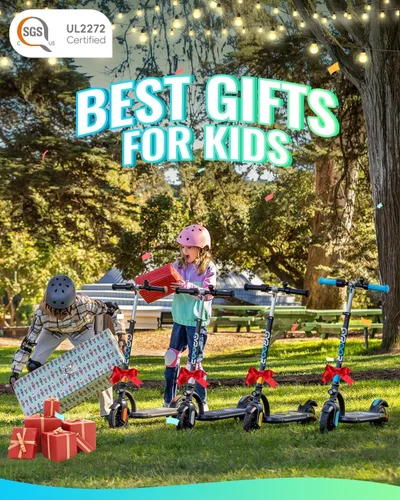 Vista 6 de Gyroor H40 Kids Electric Scooter, 180W Motor, Up to 10 MPH, LED Display & Colorful Lights, Adjustable Height, for Boys & Girls Ages 8-12, Great Azul