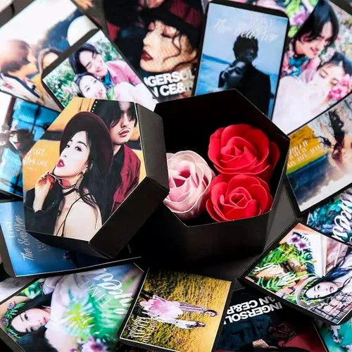 Vista 4 de Set de regalo explosivo, álbum de fotos DIY, caja sorpresa de amor explosiva, caja de regalo emergente creativa para parejas, día de la madre, boda
