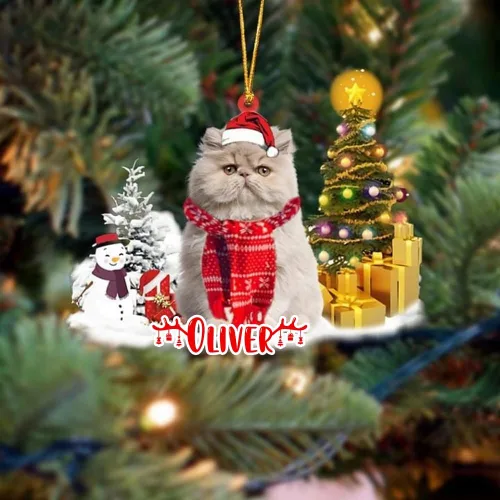 Vista 36 de NAZENTI Adorno personalizado de gato abisinio con árbol de pino, adorno de Navidad personalizado para perros amantes de las mascotas, colgante