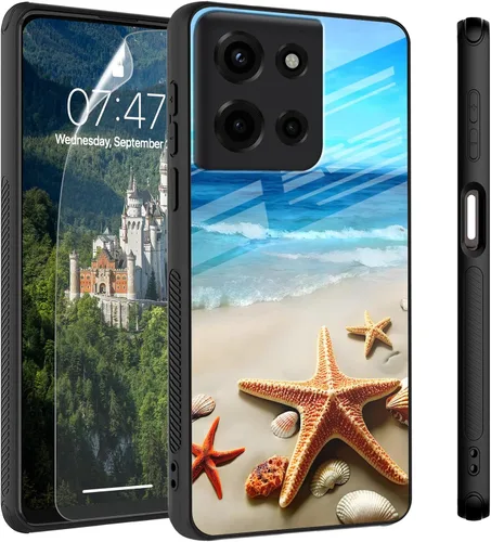 Vista 44 de Funda para Motorola Moto Edge 2022, cubierta trasera de vidrio templado con protector de pantalla, funda protectora a prueba de golpes para Motorola