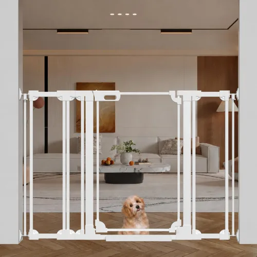 Vista 21 de WAOWAO Puerta transparente para bebés para escaleras, diseño moderno, acrílico con cierre automático, puerta para mascotas, 29.52-37.79 pulgadas