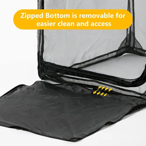 Vista 4 de Hábitat de mariposa monarca resistente de 30 pulgadas, jaula de malla para insectos plegable al aire libre con protección de cremallera y parte